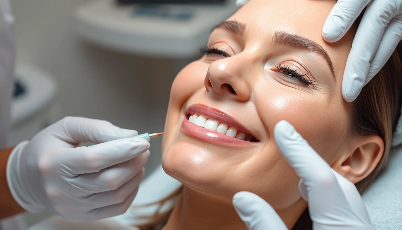 Fadenlifting Zürich: Skilled clinician performing gentle facial lifting with resorbable threads, natural and soothing atmosphere.