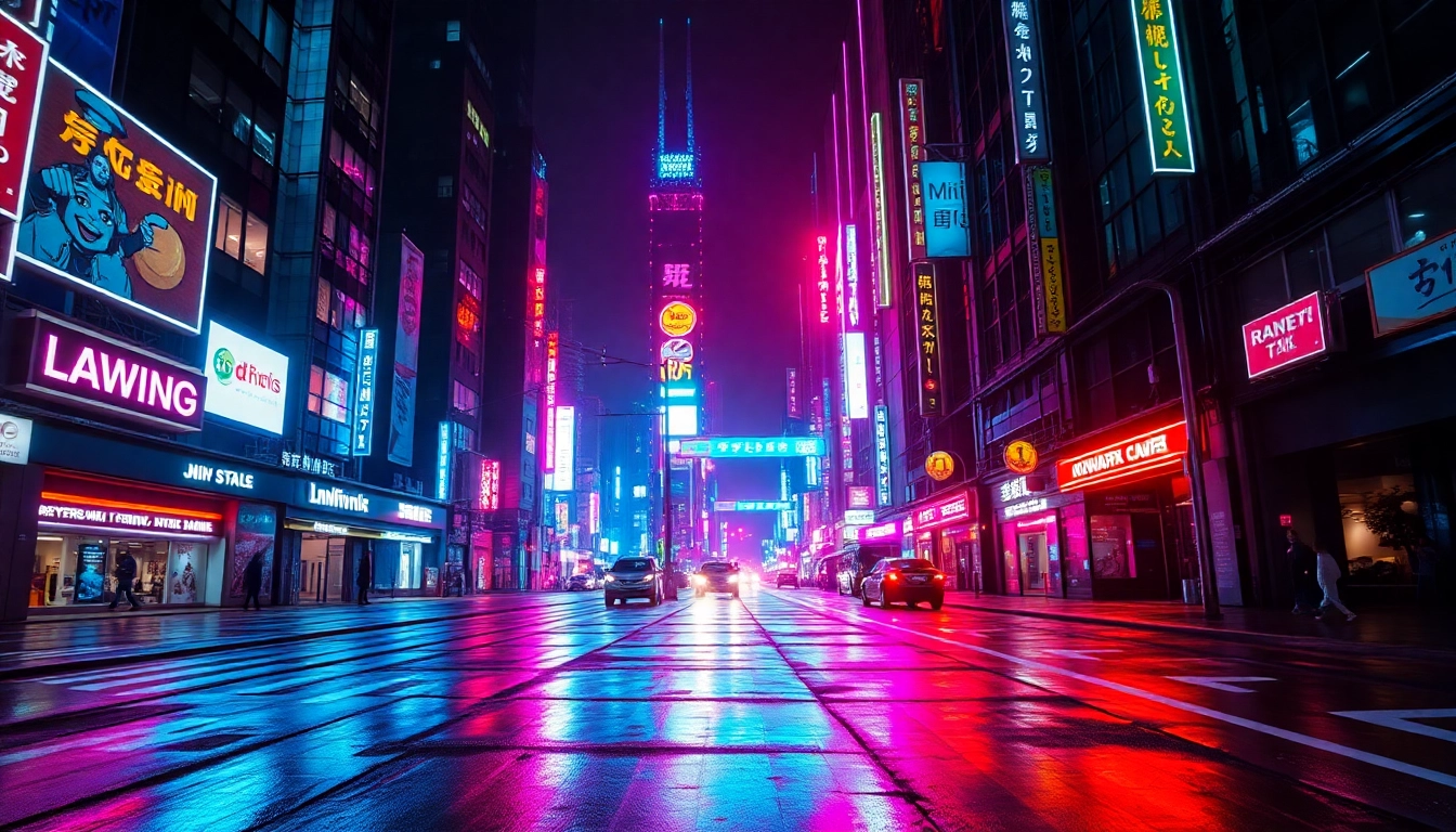 Realistic AI image generator no restrictions creating vibrant cyberpunk cityscape with neon reflections, vivid colors, and cinematic detail for immersive visual content.