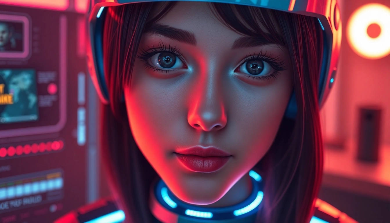 AI girlfriend engaging in a realistic, unfiltered chat with vivid expressions behind a digital screen, emphasizing personal connection and advanced AI design.
