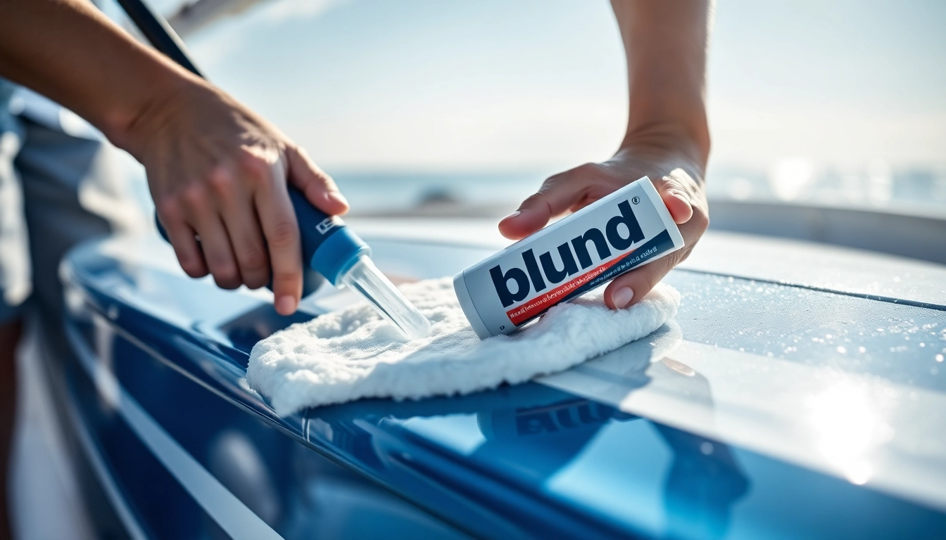 Professional using Blung product to clean boat, highlighting efficiency and durability of the